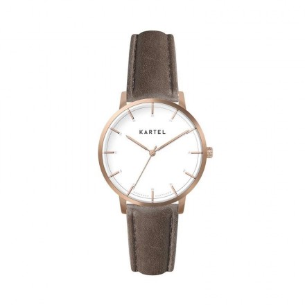 ISLA 34MM BROWN LEATHER STRAP WATCH