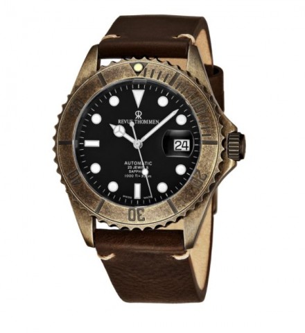 Revue Thommen 17571.2587 'Diver' Black Dial Black Leather Strap Date Automatic Watch