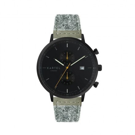 KNOYDART 43MM GREY HARRIS TWEED STRAP WATCH