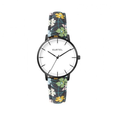 ISLA 34MM FLORAL FABRIC STRAP WATCH