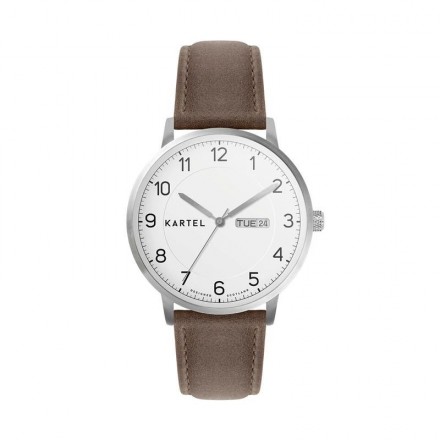MORRIS 40MM BROWN LEATHER STRAP WATCH