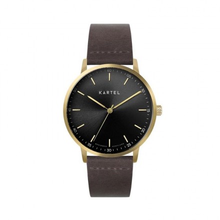 HUME 40MM BROWN LEATHER STRAP WATCH
