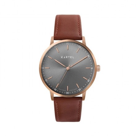 HUME 40MM MAROON LEATHER STRAP WATCH