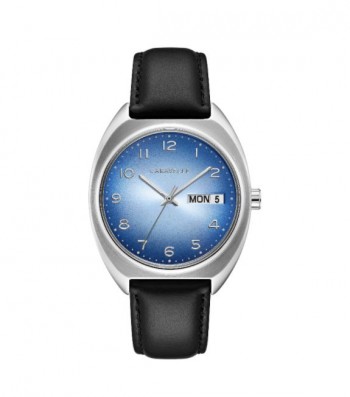 Caravelle by Bulova Mens 43C119 Retro Stainless Blue Dial Black Leather Strap Watch