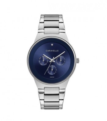 Caravelle by Bulova Mens 43D107 Multifunction Diamond Accent Dial Bracelet Watch