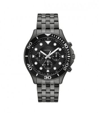 Caravelle Designed by Bulova Men's 45A144 Black Stainless Chrono Bracelet Watch