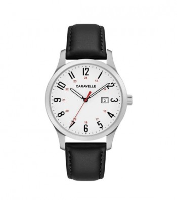 Caravelle Designed by Bulova Women's 43M118 Easy Reader Black Leather Strap Watch