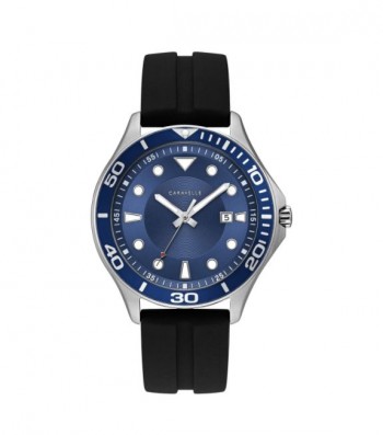 Caravelle Designed by Bulova Men's 43B155 Blue Dial Black Silicone Strap Sport Watch