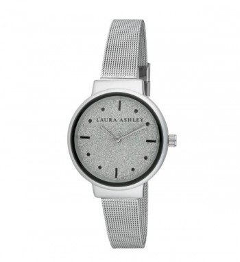 Laura Ashley Spray Silver Black Mesh Powered Glitz Dial Watch