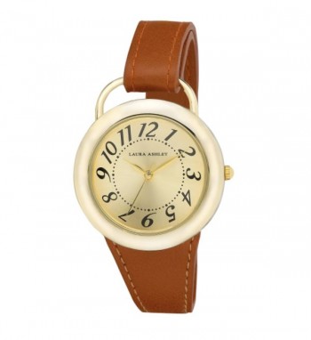 Laura Ashley Women's LA31030RG Tan Band Sunray Dial Sterrup Case Push Pin Closure Watch