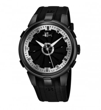 Perrelet Men's A1051/10 'Turbine XL' Black Dial Black Rubber Strap Automatic Watch
