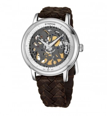 Eterna Men's 7000.41.10.1410 'Skeleton' Silver Dial Brown Leather Strap Swiss Automatic Limited Edition Watch