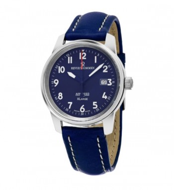 Revue Thommen Men's 16052.2535 'Air speed XL' Blue Dial Swiss Mechanical Watch with Blue Leather Strap