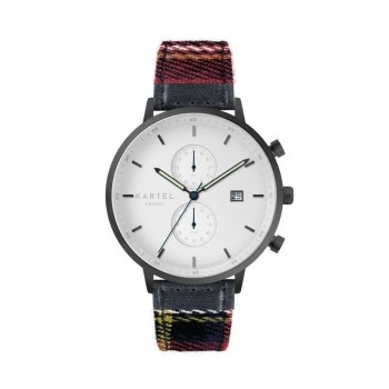 KNOYDART 43MM RED TARTAN STRAP WATCH