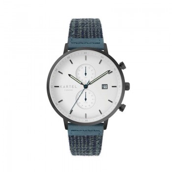 KNOYDART 43MM BLUE FABRIC STRAP WATCH