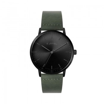 HUME 40MM GREEN LEATHER STRAP WATCH