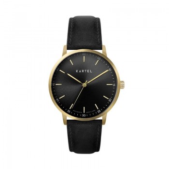 HUME 40MM BLACK LEATHER STRAP WATCH