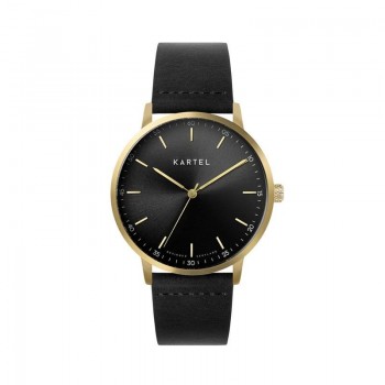 HUME 40MM BLACK LEATHER STRAP WATCH