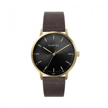 HUME 40MM BROWN LEATHER STRAP WATCH