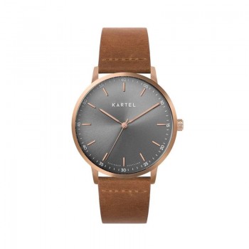 HUME 40MM TAN LEATHER STRAP WATCH