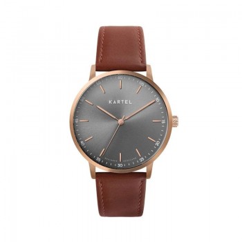 HUME 40MM MAROON LEATHER STRAP WATCH