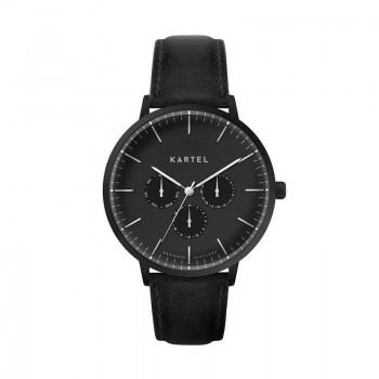 CUILLIN 43MM BLACK LEATHER STRAP WATCH
