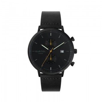 KNOYDART 43MM BLACK LEATHER STRAP WATCH