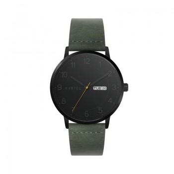 MORRIS 40MM GREEN LEATHER STRAP WATCH