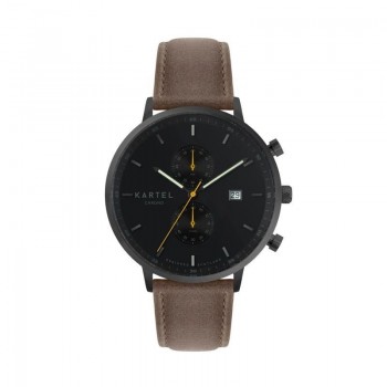 KNOYDART 43MM BROWN LEATHER STRAP WATCH