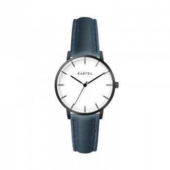 ISLA 34MM BLUE LEATHER STRAP WATCH
