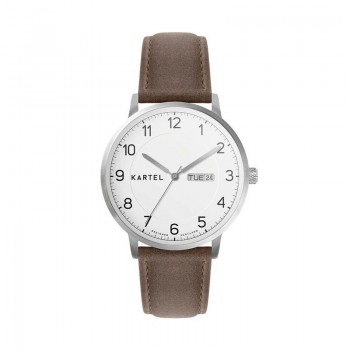 MORRIS 40MM BROWN LEATHER STRAP WATCH